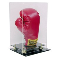 Deluxe Single Vertical Boxing Glove Display with Gold Risers