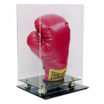 Deluxe Single Vertical Boxing Glove Display with Gold Risers