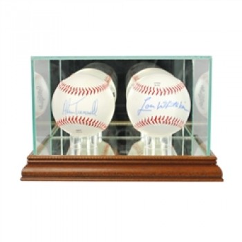 Deluxe real glass double baseball display