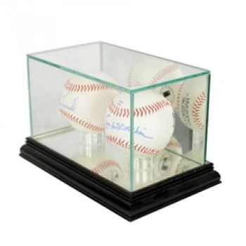 Deluxe real glass double baseball display