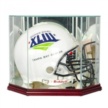 Deluxe real glass full size helmet octagon display