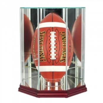 Deluxe real glass full size football upright octagon display