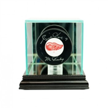 Deluxe real glass hockey puck display