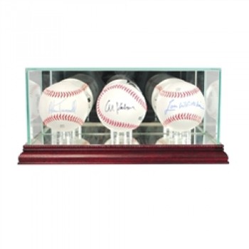 Deluxe real glass triple baseball display