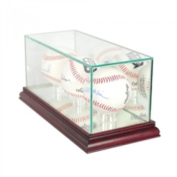 Deluxe real glass triple baseball display