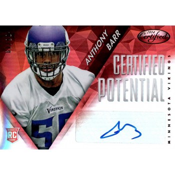 Anthony Barr Vikings Signed 2014 Panini Certified Potential Red Card #P-AB 6/49