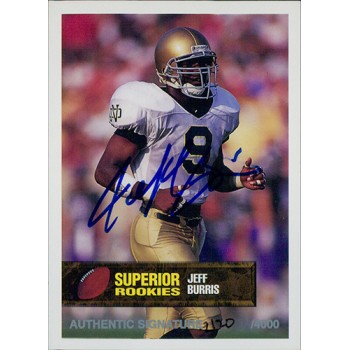 Jeff Burris Notre Dame Fighting Irish 1994 Superior Rookies Autographed Card /4000 #9