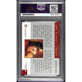 Joe Gibbs Washington Redskins Signed 1992 Pro Line Card #4 PSA Authenticated