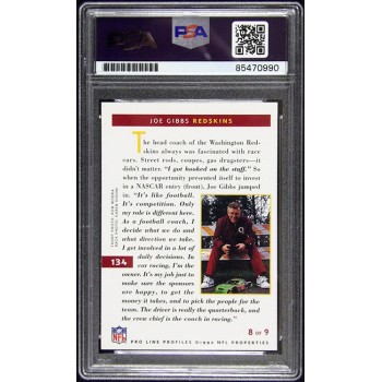 Joe Gibbs Washington Redskins Signed 1992 Pro Line Card #134 PSA Authenticated