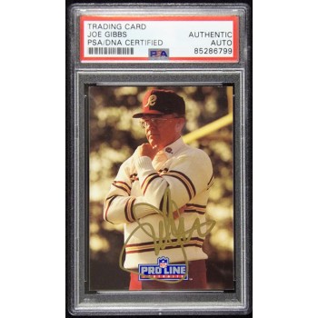 Joe Gibbs Washington Redskins Signed 1991 Pro Line Card #235 PSA Authenticated