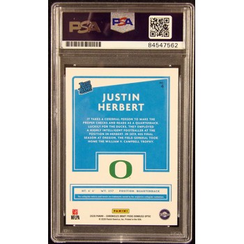 Justin Herbert Signed 2020 Chronicles Draft Picks Rated Rookie Card #4 PSA 10