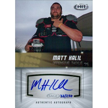 Matt Kalil Signed 2012 SAGE HIT Football Card #A45 33/250