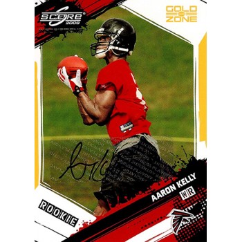 Aaron Kelly Falcons Signed 2009 Score Inscription Gold Zone Card #303 32/50