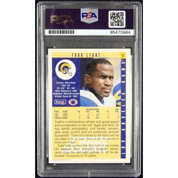 Todd Lyght Los Angeles Rams Signed 1993 Score Card #4 PSA Authenticated