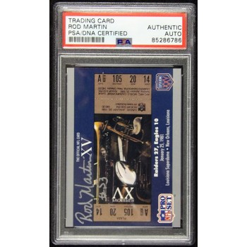 Rod Martin Oakland Raiders Signed 1990 Pro Set Card #15 PSA Authenticated