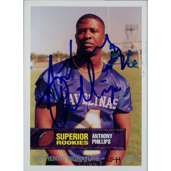 Anthony Phillips Texas A&M 1994 Superior Rookies Autographed Card /5000 #32