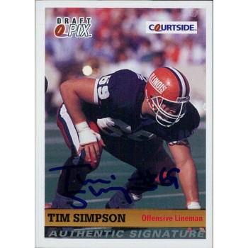 Tim Simpson Illinois Fighting Illini Signed 1992 Courtside Draft Pix Card #114
