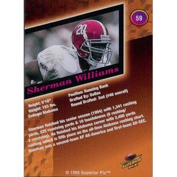 Sherman Williams Alabama Crimson Tide 1995 Superior Pix Autographs #59  /3500 Card