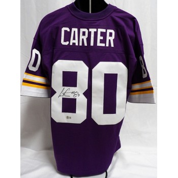 Cris Carter Minnesota Vikings Signed Replica M&N Legacy Jersey BAS Authenticated