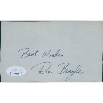 Ron Beagle Navy Midshipmen Signed 3x5Cut Page JSA Authenticated