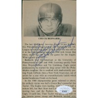 Chuck Bednarik Philadelphia Eagles Signed 3.25x6 Cut Page JSA Authenticated