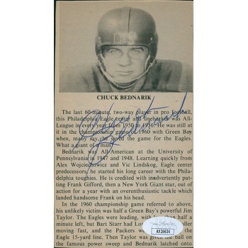 Chuck Bednarik Philadelphia Eagles Signed 3.25x6 Cut Page JSA Authenticated