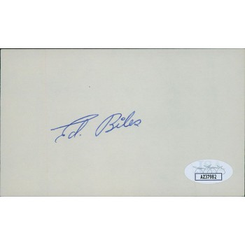 Ed Biles Houston Oilers Signed 3x5 Index Card JSA Authenticated