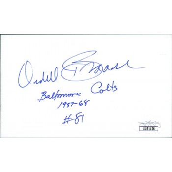 Ordell Braase Baltimore Colts Signed 3x5 Index Card JSA Authenticated