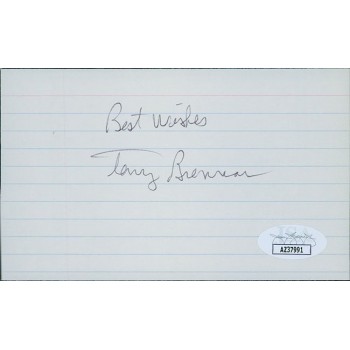 Terry Brennan Notre Dame Fighting Irish Signed 3x5 Index Card JSA Authenticated