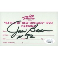 Jim Brown Cleveland Browns Signed Rio Hotel Drawing 3x5 Card JSA Authenticated