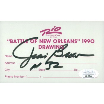 Jim Brown Cleveland Browns Signed Rio Hotel Drawing 3x5 Card JSA Authenticated Jim Brown Cleveland Browns Signed Rio Hotel Drawing 3x5 Card JSA Authenticated
