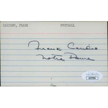 Frank Carideo Football Player Coach Signed 3x5 Index Card JSA Authenticated