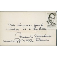 Frank Carideo Football Player Coach Signed 3x5 Index Card JSA Authenticated