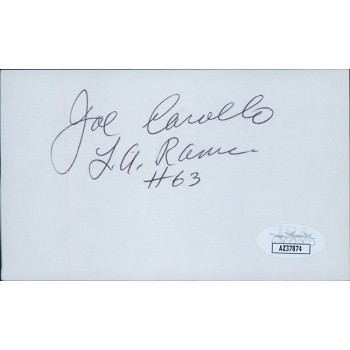 Joe Carollo Los Angeles Rams Signed 3x5 Index Card JSA Authenticated