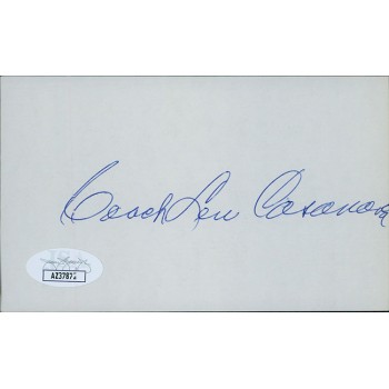 Len Casanova Coach Signed 3x5 Index Card JSA Authenticated