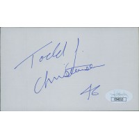 Todd Christensen Oakland Raiders Signed 3x5 Index Card JSA Authenticated