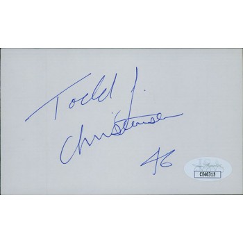 Todd Christensen Oakland Raiders Signed 3x5 Index Card JSA Authenticated