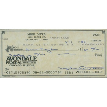 Mike Ditka Chicago Bears Signed Personal Cancelled Check JSA Authenticated