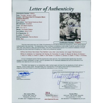 Miami Dolphins 1972 The Perfect Season Signed Bound Book By 53 JSA Authenticated Miami Dolphins 1972 The Perfect Season Signed Bound Book By 53 JSA Authenticated