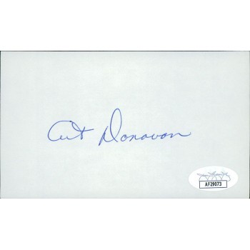Art Donovan Baltimore Colts Signed 3x5 Index Card JSA Authenticated