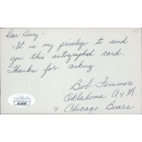 Bob Fenimore Chicago Bears Signed 3x5 Index Card JSA Authenticated Personalized Bob Fenimore Chicago Bears Signed 3x5 Index Card JSA Authenticated Personalized
