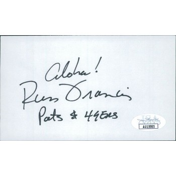 Russ Francis New England Patriots SF 49ers Signed 3x5 Index Card JSA Authentic