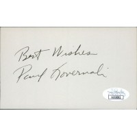 Paul Governali New York Giants Signed 3x5 Index Card JSA Authenticated