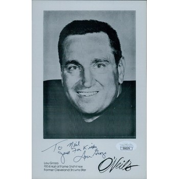 Lou Groza Cleveland Browns Signed 5.5x8.5 Page Photo JSA Authenticated Lou Groza Cleveland Browns Signed 5.5x8.5 Page Photo JSA Authenticated
