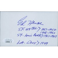 Ed Henke San Francisco 49ers Signed 3x5 Index Card JSA Authenticated