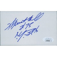 Winston Hill New York Jets Signed 3x5 Index Card JSA Authenticated