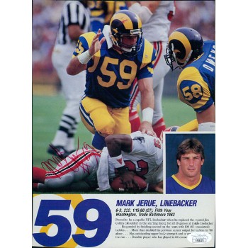 Mark Jerue Los Angeles Rams Signed 7.5x10 Cut Magazine Page JSA Authenticated
