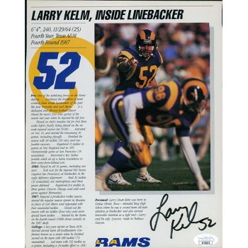 Larry Kelm Los Angeles Rams Signed 8x10 Cut Magazine Page JSA Authenticated