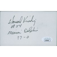 Howard Kindig Miami Dolphins Signed 3x5 Index Card JSA Authenticated