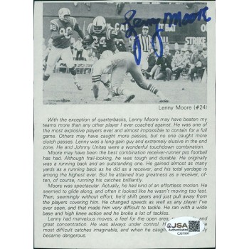 Lenny Moore Baltimore Colts Signed 4.5x6.25 Cut Page Photo JSA Authenticated Lenny Moore Baltimore Colts Signed 4.5x6.25 Cut Page Photo JSA Authenticated